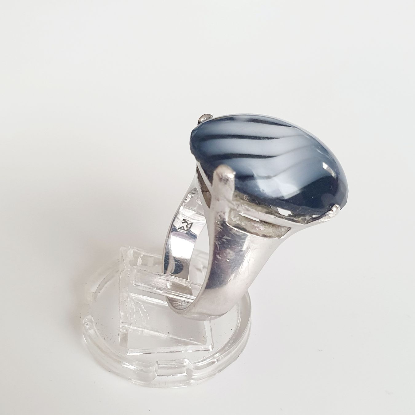 Ringe: Statement-Ring mit einem ovalen Zebra-Achat 925 Silber 18 mm – Gebraucht aus Kreuzlingen von Wunderkiste123 8