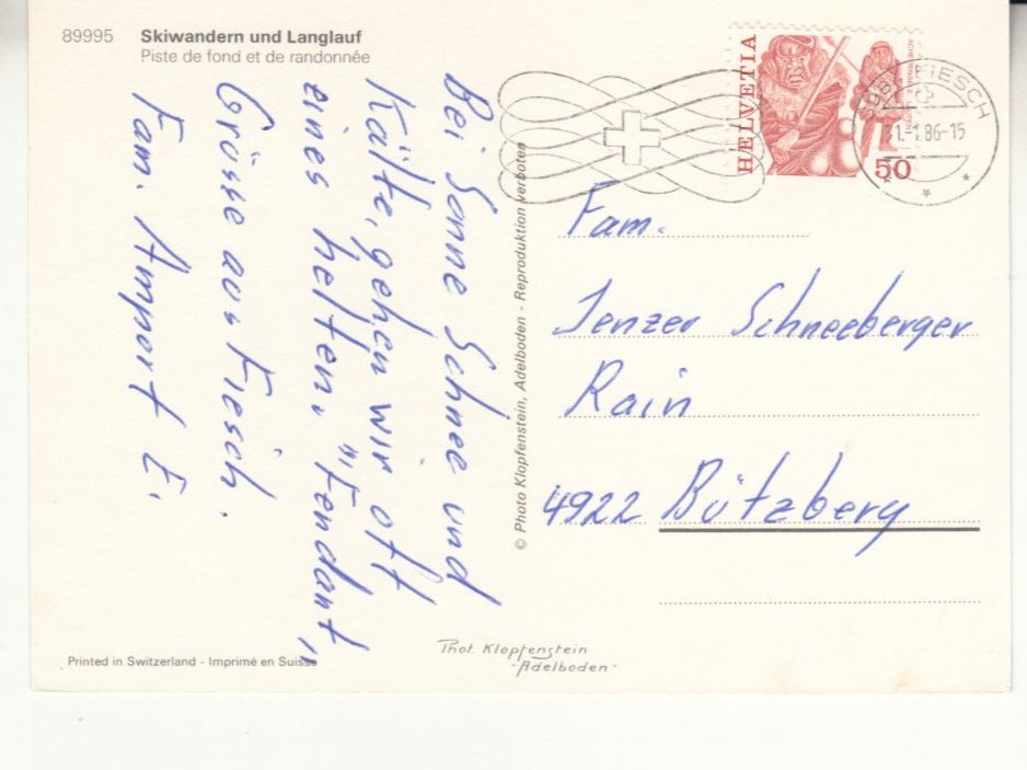 Cartoline postali: Langlauf und Wandern 1986 – Usato da Bürglen TG venduto da StampGraf 1