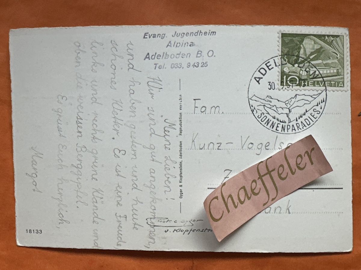 Cartes postales: 1957 Adelboden – D'occasion à Zürich par Chaeffeler 1