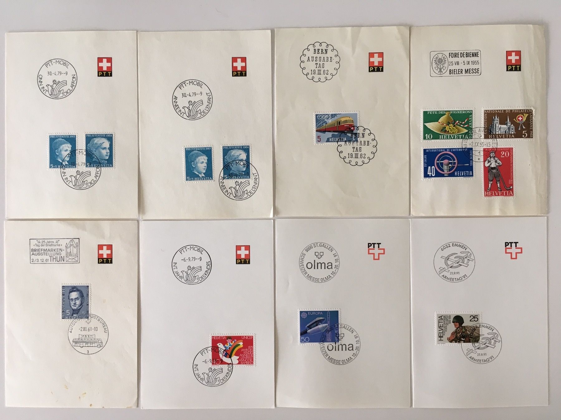 Tutti i francobolli: 8 PTT Bögli mit Sonderstempel – Usato da zürich venduto da Cf8000