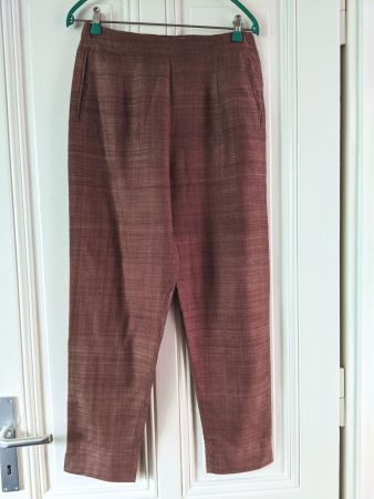 PRUNELLE : Pantalon en soie sauvage rouille-vieux rose 36