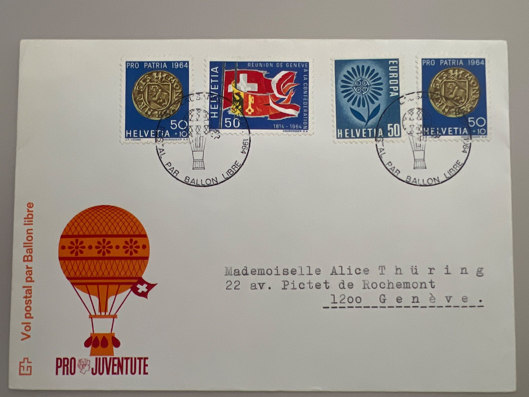 Tutti i francobolli: Ballonpost Expo Lausanne 1964 – Usato da Buchrain venduto da wmm