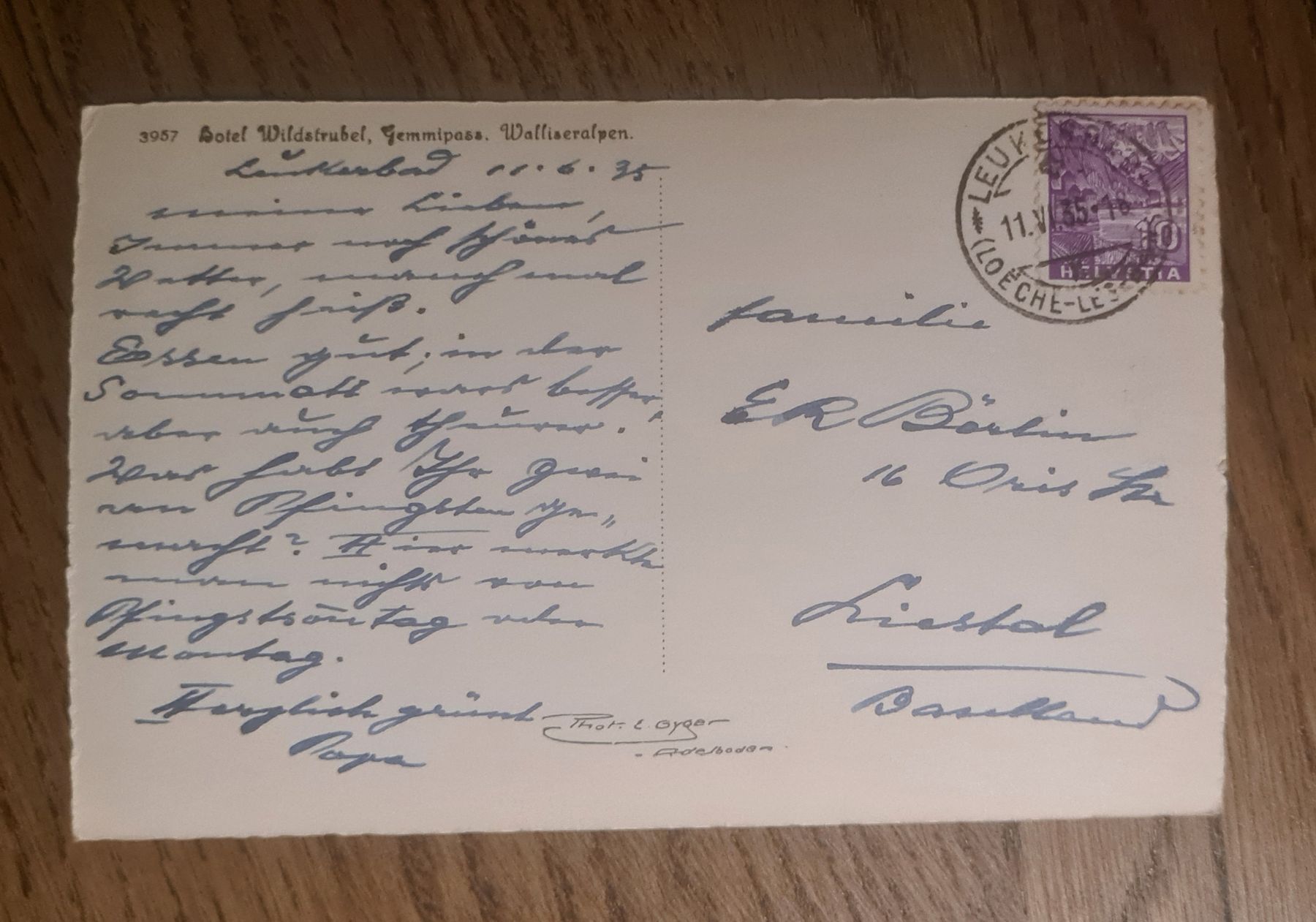 Cartoline postali: Hotel Wildstrubel, Gemmipass 1935 – Usato da Ebikon venduto da Donar50 2