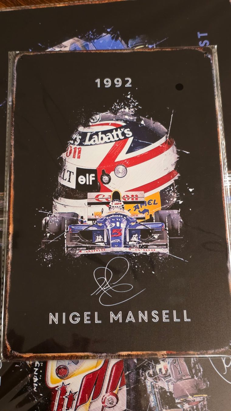 Insegne: Nigel Mansell Champion F1 1992 Blechschild – Usato da Wangen SZ venduto da Charlie_Firpo
