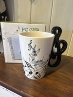 Keramik Tasse Musiknoten Henkel Notenschlüssel neu
