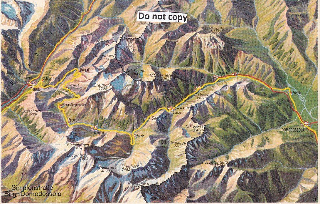 Cartoline postali: Simplon - Fletschhorn, Monte Leone, Panorama  5  div. Karten – Usato da Brig venduto da Valcards54 2