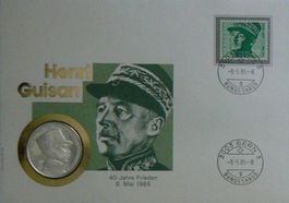 Numisbrief General Guisan - 40 Jahre Freiden Feinsilbermünze