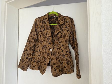 Braun-goldener Blazer mit Blumenprint, Gr. M