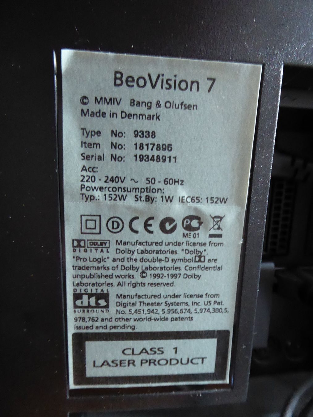 Bang & Olufsen Televisori: BeoVision 7, Type No. 9338 mit elektrischem Standfuss – Usato da Eschenz venduto da sommerwind2012 1