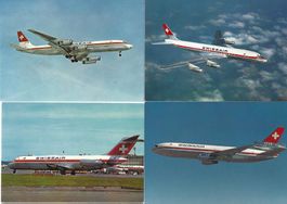 Swissair 4 AK Vintage DC 8 / DC 9 / DC 10 10x15 ungelaufen