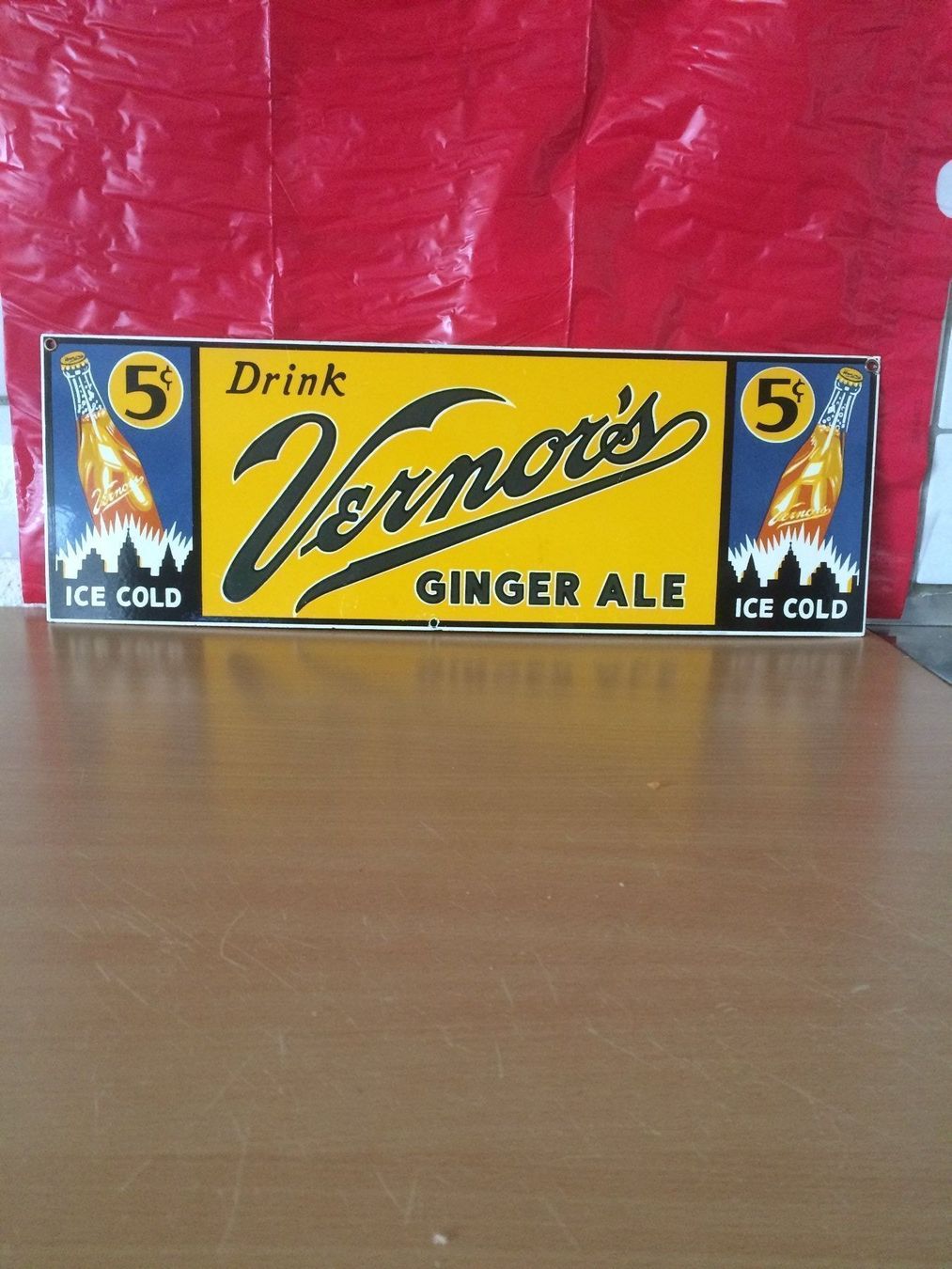 Insegne: EIN EMAILLE-SCHILD/GINGER-ALE..ICE /GLÄNZEND/GEBRAUCHT – Usato da EMMETTEN venduto da pfi_cbg5 2