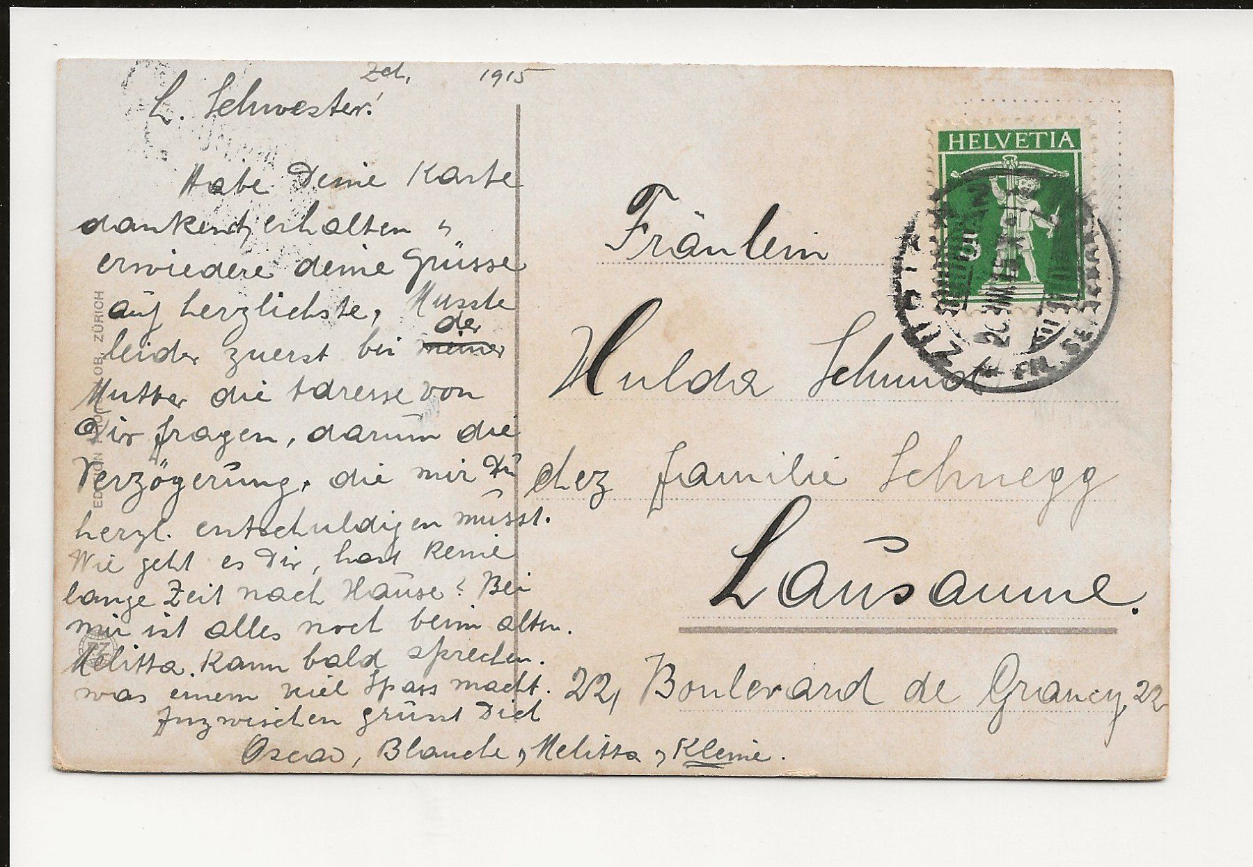Cartoline postali: AK 1915 Zürich Hardturm – Usato da Greifensee venduto da 315WDO 1