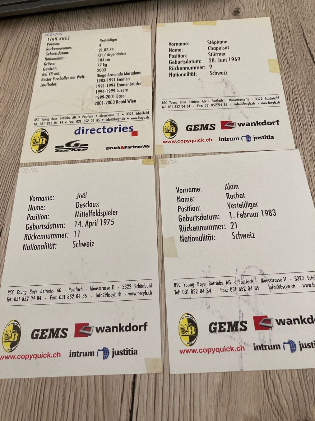 Autogramme: Autogrammkarten  Yb Original Signiert verschiedene Saison – Gebraucht aus Naters von juveman 1