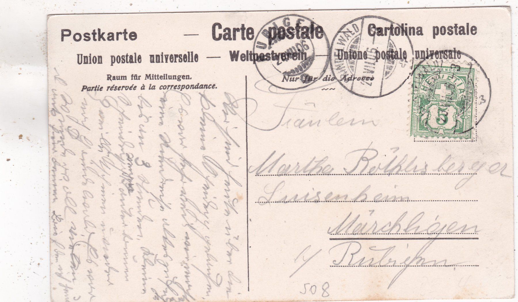 Cartoline postali: Lauterbrunnen Staubbach 1906 – Usato da Herisau venduto da Lisegrat2008 1