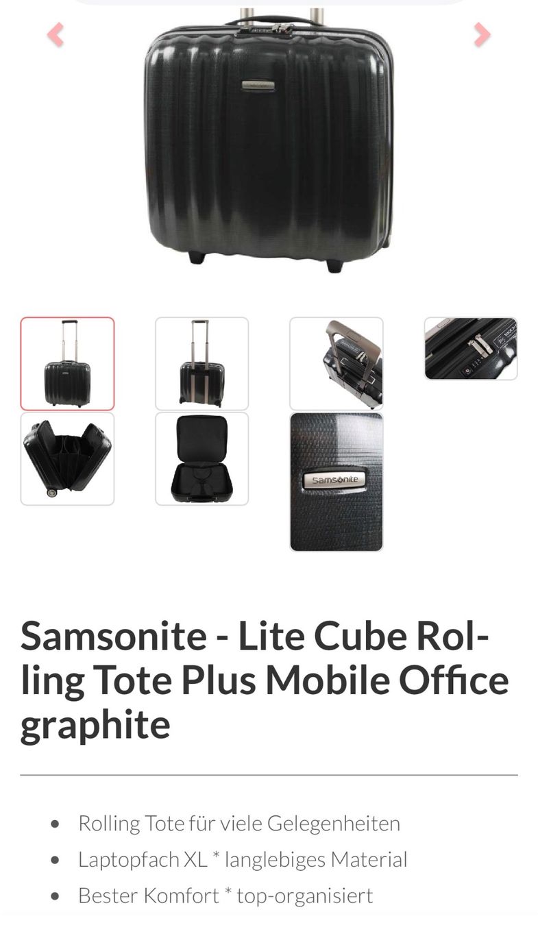 Samsonite Valigie: Samsonite Lite Cube Rolling Tote Plus Mobile Office graphite – Usato da Zürich venduto da are58 2