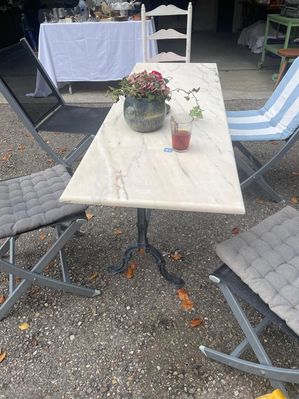 Tavoli: Gartentisch Schmiedeunterbau Marmor – Usato da Oberuzwil venduto da Juice02 1