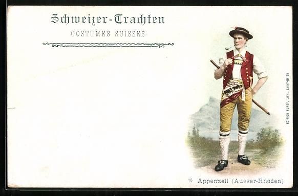 Cartoline postali: Schweizer-Trachten, Appenzell Ausser-Rho – Usato da Berlin venduto da bartko-reher