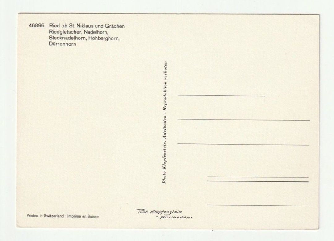Cartoline postali: Ried ob St. Niklaus, Grächen, Schweizer Flagge – Nuovo (secondo la descrizione) da St. Gallen venduto da Ricardo_Deals 1