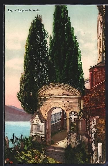 Cartoline postali: AK Morcote /Lago di Lugano, Friedhof – Usato da Berlin venduto da bartko-reher