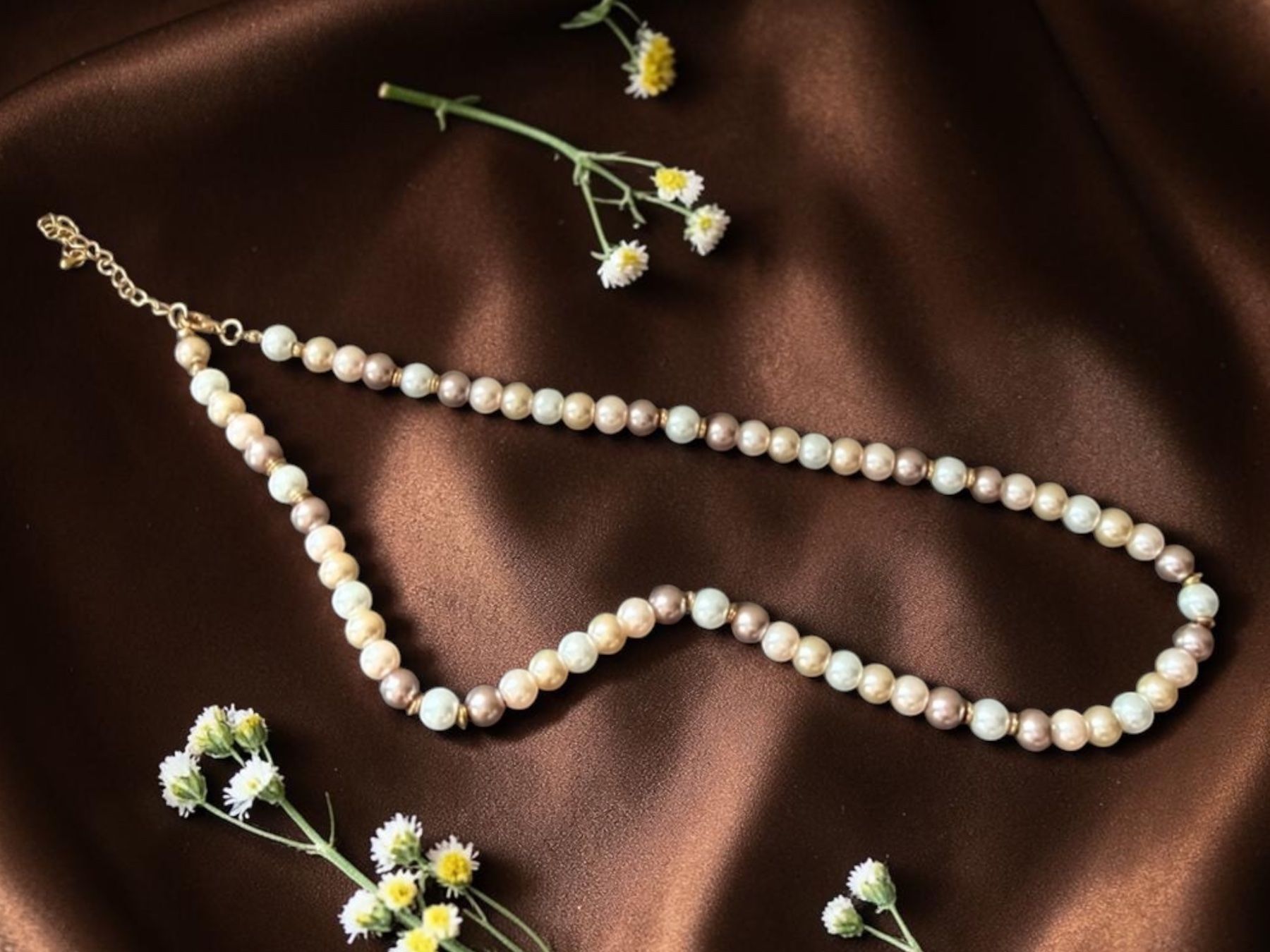 Colliers: Vintage Cremefarbene und rosa Perlenkette – D'occasion à Lamone par LaCantinaMagica 2
