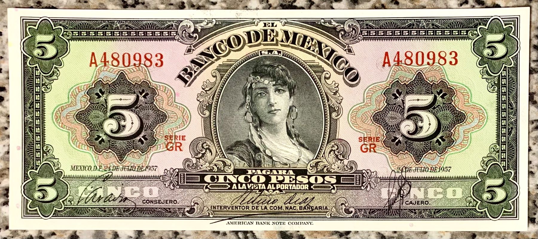 Banknoten: 5 Pesos Mexico 1957 UNC!!! – Neu (gemäss Beschreibung) aus Oberentfelden von NunoLouro