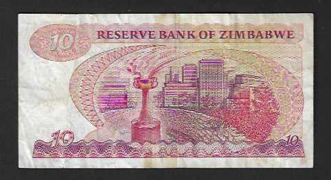 Banconote: Zimbabwe  10  Dollars  Gebraucht – Usato da Gordola venduto da coinsandnotes 1