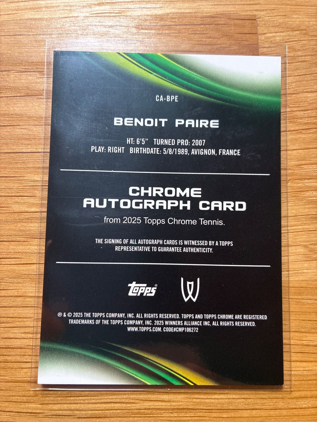Topps Sammelbilder & Trading cards: Topps Chrome Tennis Benoit Paire Autogramm /150 – Gebraucht aus Wangenried von Garagara 1