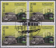 2020, Nr.1795 Viererblock (Strassenbahn) mit Et-Eck-Stempel.