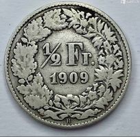 50 Rappen Schweiz 1909 Silber Münze