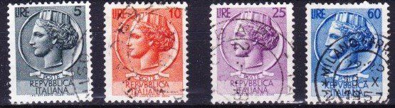 Tutti i francobolli: 4 timbres ITALIE  1955 Obl. – Usato da Blonay venduto da Leglaude_01
