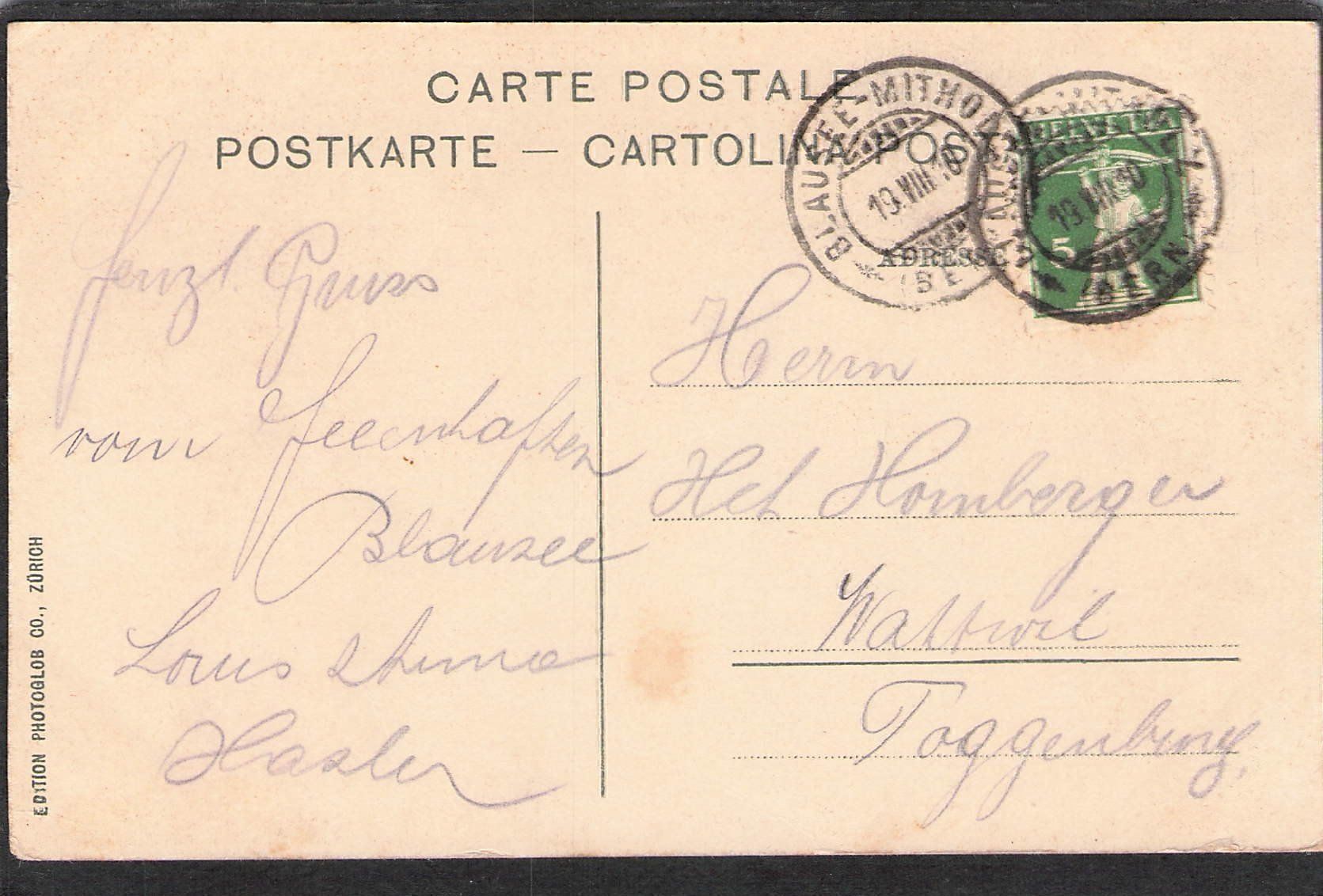 Cartes postales: ,Blausee , 1910 – D'occasion à Reichenburg par ibiza18 1