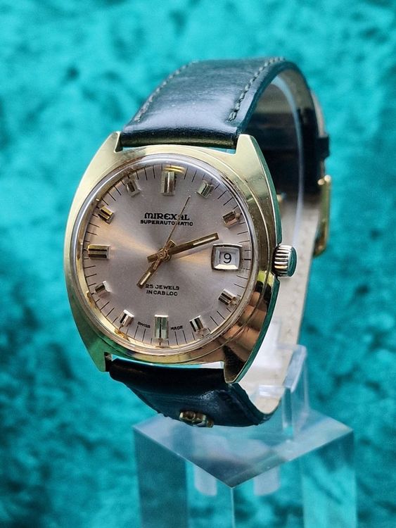 Montre Vintage Homme Mirexal Suisse - Automatique 25 Rubis - Boîtier Acier Argenté - Années 60-70