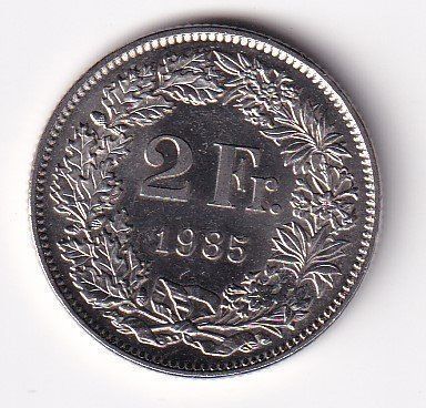 Tutti le monete: Schweiz 2 Franken 1985 vorz-unz – Usato da Neuchâtel venduto da karlpierrino