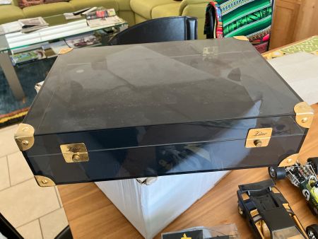 Display Case dark with brass fittings Zino vintage