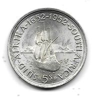 5 Shilling Silbermünze Südafrika 1952  0.500/28 Gramm