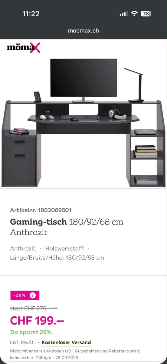 Mömax Tavoli: Gaming Tisch  – Usato da Pratteln venduto da mil_zs5s 1