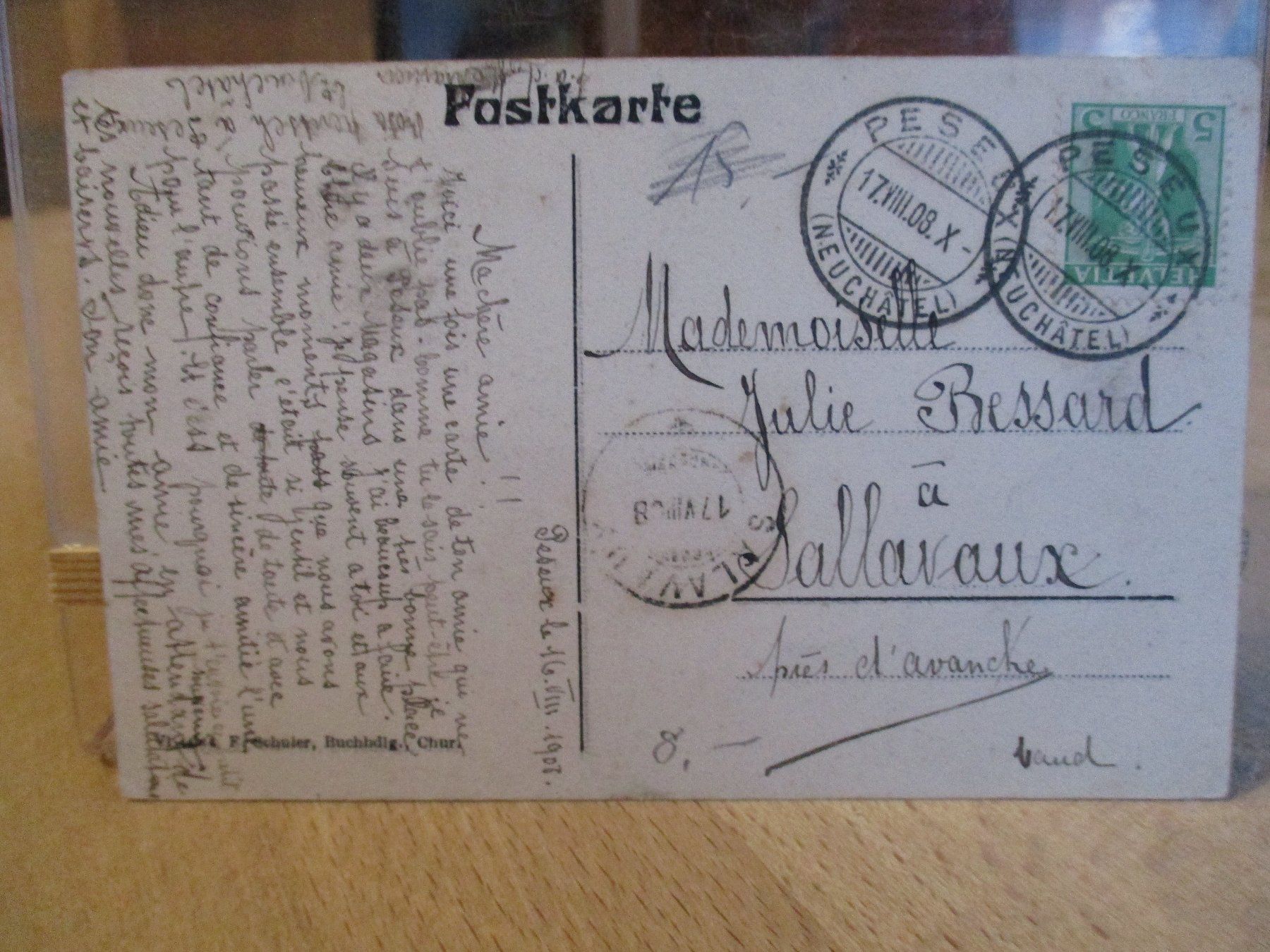 Cartoline postali: Chur 1908 Postkarte  3 – Usato da Felsberg venduto da sanwill 1
