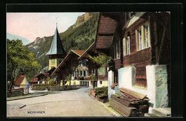 AK Meyringen, Strassenpartie mit Kirche