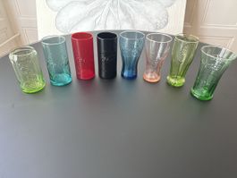 8 Coca-Cola Gläser Set bunt diverse Formen guter Zustand