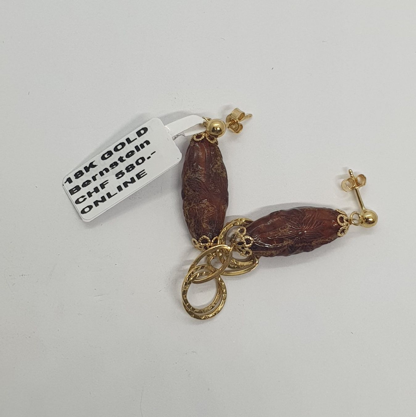Orecchini pendenti & Orecchini a lobo: Echt 18K Gold - Bernstein Ohrhänger – Usato da Luzern venduto da Luzern-Goldhaus 1