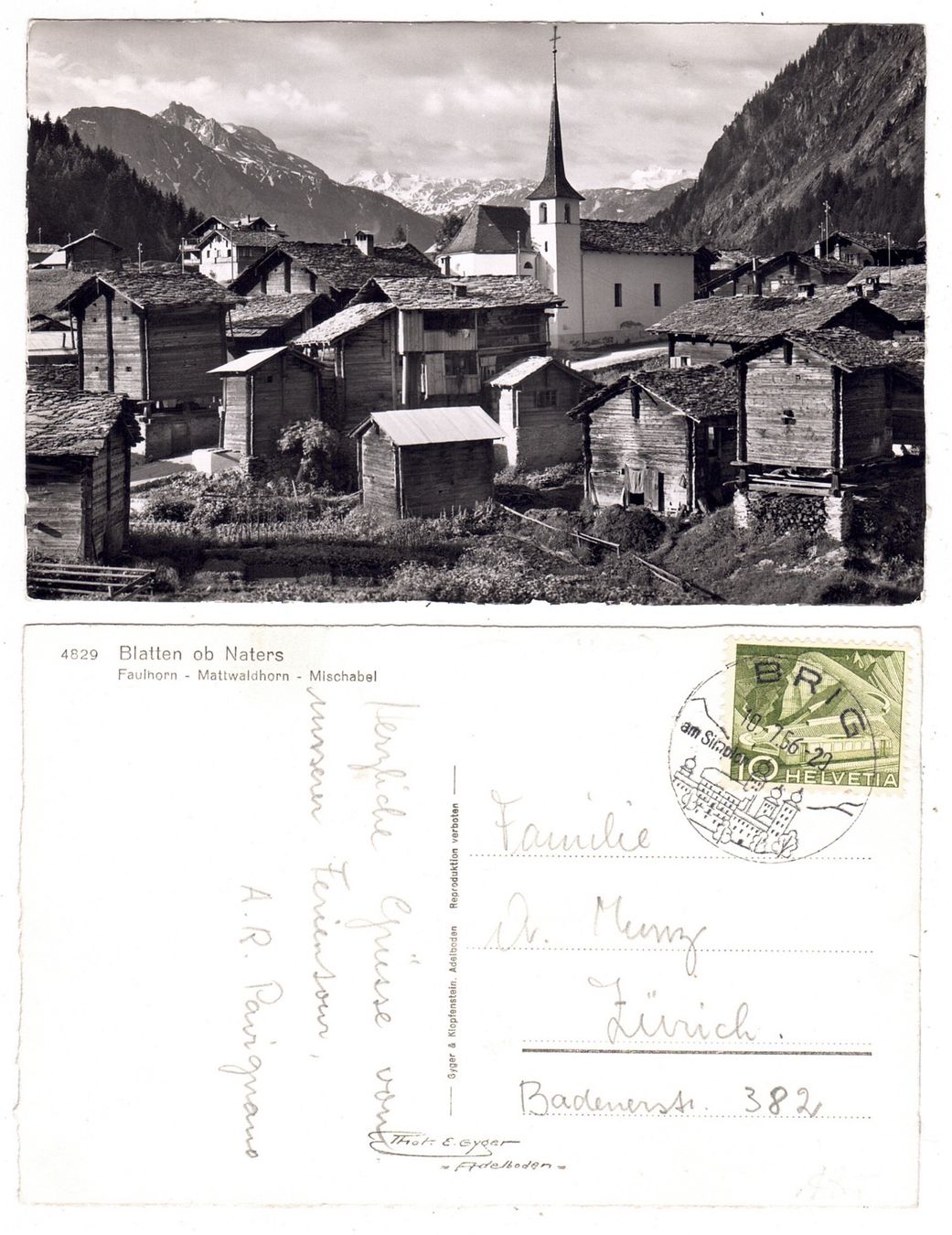 Cartoline postali: Blatten ob Naters – Usato da La Tour-de-Peilz venduto da amjust