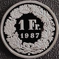 1 Franken 1987 pp / aus Münzsatz / in einer Münzkapsel