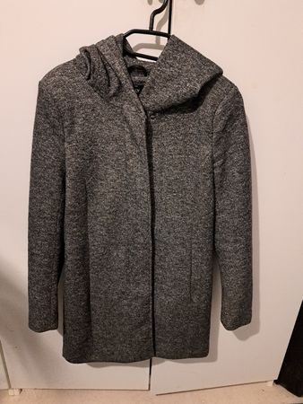 ONLY Übergangsmantel Gr. 36/ S mit Kapuze, grau meliert