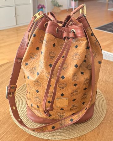 MCM Beuteltasche Vintage Gross GM Cognac Canvas