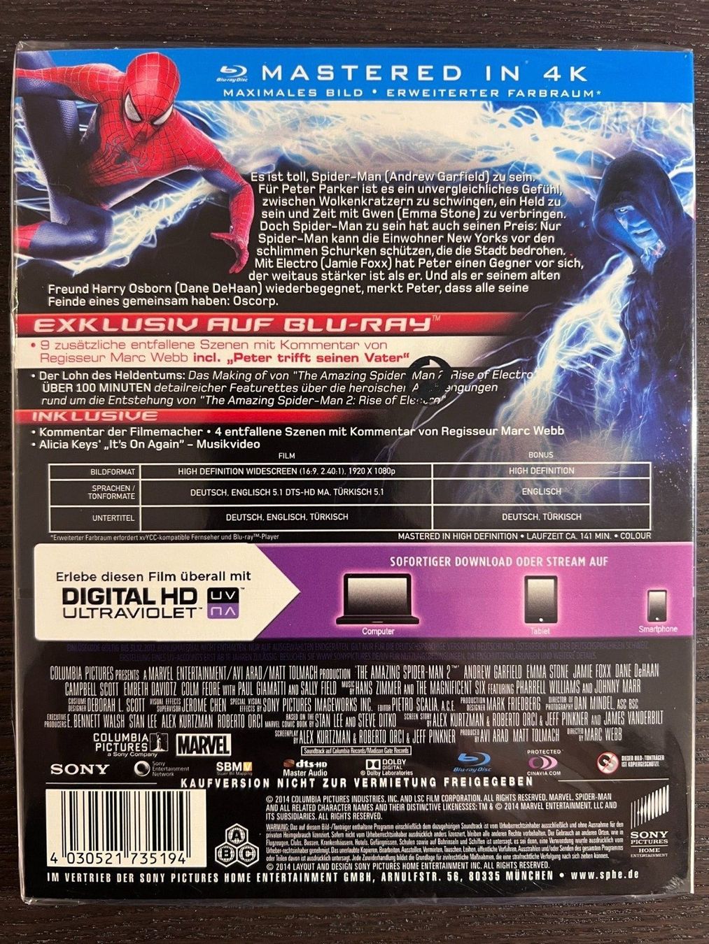Tutti i DVDs: The Amazing Spider Man 2 – Nuovo e nell'imballaggio originale da Zürich venduto da Blu-ray_ZH 1