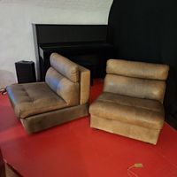 70er 80er 90er Jahre Sessel Leder Vintage 2 Stück Design