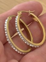 Luxus Elegante Creolen Edelstahl Ohrstecker Farbe Gold