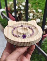 Bracelet fait main en améthyste et cristal de roche 