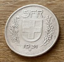 5 Fr. Silbermünze Schweiz 1931 