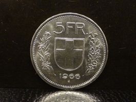 5 Franken Silber 1966 Fünfliber Münze